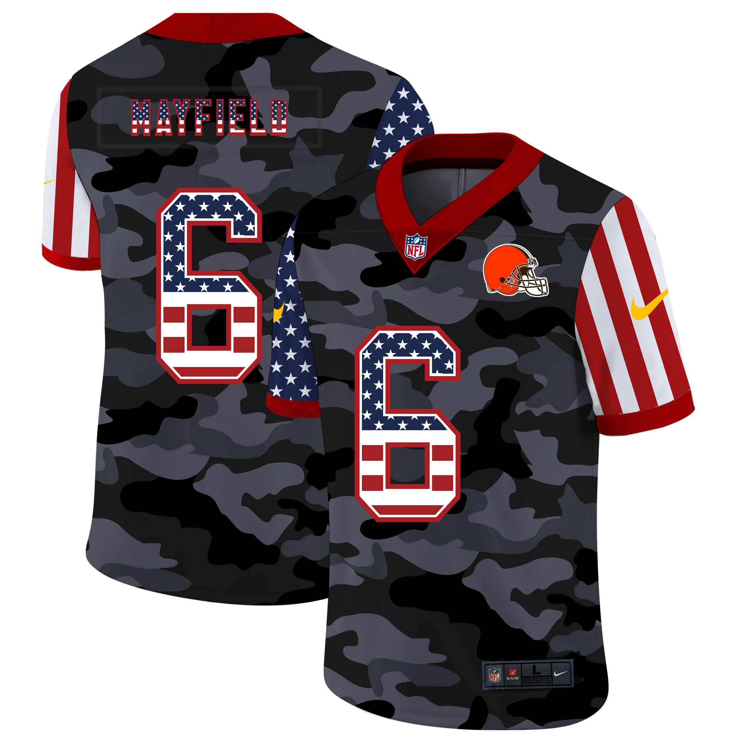 Men Cleveland Browns #6 Mayfield 2020 Nike Camo USA Salute to Service Limited NFL Jerseys->cleveland browns->NFL Jersey